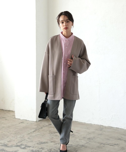 KOBE LETTUCE（コウベレタス）の「ざっくりポンチカーディガン（カーディガン/ボレロ・レディース・グレイッシュベージュ/ブラック/アイボリー/ホワイト系/ブラック系/ブラウン系・FREE）」の12枚目の写真