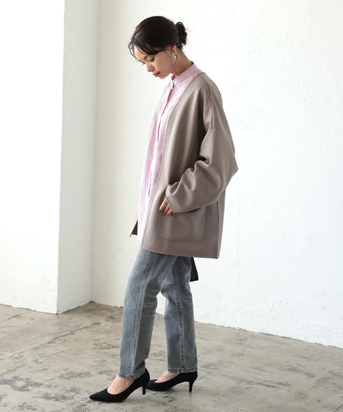 KOBE LETTUCE（コウベレタス）の「ざっくりポンチカーディガン（カーディガン/ボレロ・レディース・グレイッシュベージュ/ブラック/アイボリー/ホワイト系/ブラック系/ブラウン系・FREE）」の13枚目の写真