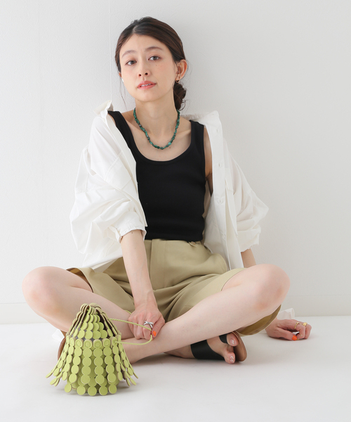 JOURNAL STANDARD relume（ジャーナルスタンダード　レリューム）の「《追加》オーガニックコットンマルドウテレコタンクトップ（タンクトップ・レディース・ホワイト/ブラック/ベージュ/ブラウン/カーキ・FREE）」の6枚目の写真