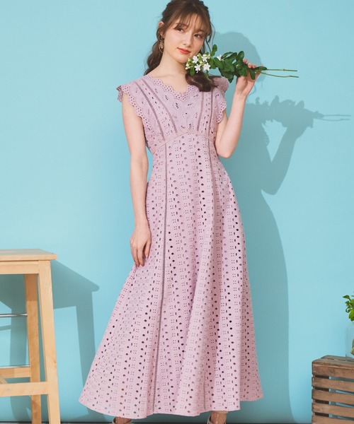 NOELA（ノエラ）の「コットンレースマキシワンピ（ワンピース・レディース・ブラック/オフホワイト/ラベンダー・S/M）」の6枚目の写真