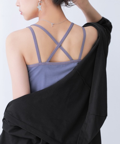 n'OrLABEL（ノアールレーベル）の「【廃盤】【機能素材】『バッククロスブラトップ』（インナーウェア/肌着・レディース・ブラック/グレイッシュブルー/オレンジ/オフホワイト・LL/M/L）」の3枚目の写真