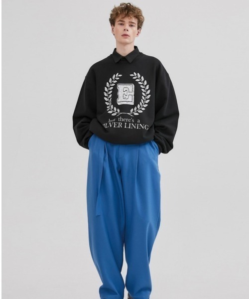 ESC STUDIO(イーエスシースタジオ)の「【ESC STUDIO/イーエスシースタジオ】laurel leaves mtm ロゴ プリント スウェット シャツ オーバーサイズ(スウェット・メンズ・ブラック/杢グレー/ブルー・ONE SIZE)」の10枚目の写真