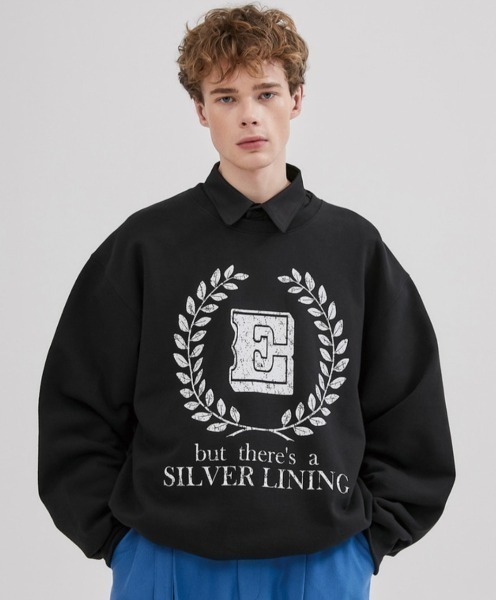 ESC STUDIO(イーエスシースタジオ)の「【ESC STUDIO/イーエスシースタジオ】laurel leaves mtm ロゴ プリント スウェット シャツ オーバーサイズ(スウェット・メンズ・ブラック/杢グレー/ブルー・ONE SIZE)」の8枚目の写真