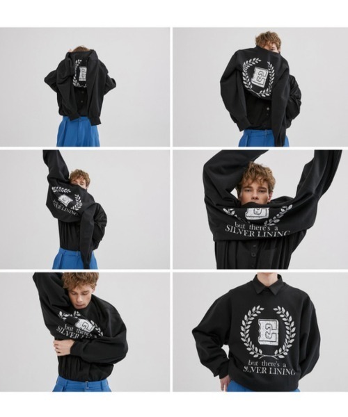 ESC STUDIO(イーエスシースタジオ)の「【ESC STUDIO/イーエスシースタジオ】laurel leaves mtm ロゴ プリント スウェット シャツ オーバーサイズ(スウェット・メンズ・ブラック/杢グレー/ブルー・ONE SIZE)」の13枚目の写真