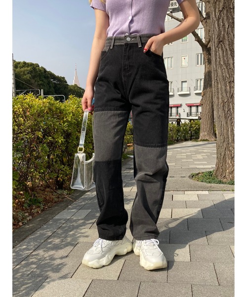 WC（ダブル シー）の「切り替えデザインデニム（デニムパンツ・レディース・ブルー/ブラック・FREE）」の2枚目の写真