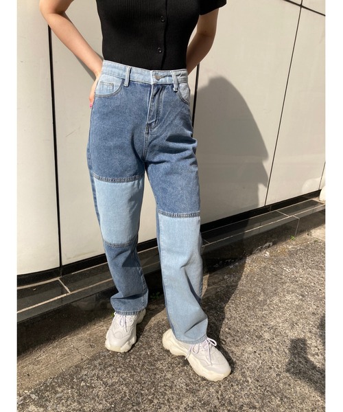 WC（ダブル シー）の「切り替えデザインデニム（デニムパンツ・レディース・ブルー/ブラック・FREE）」の5枚目の写真