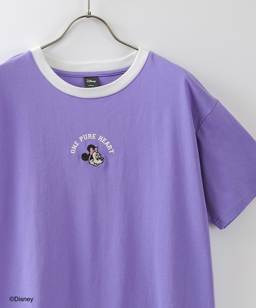 Honeys（ハニーズ）の「ディズニー／ゆるＴシャツ（Tシャツ/カットソー・レディース・ホワイト/パープル/イエロー/ホワイト系その他/スミクロ・S/M/L）」の5枚目の写真