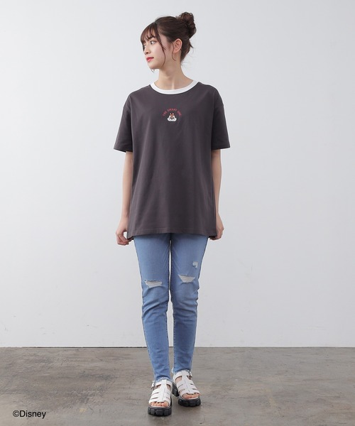 Honeys（ハニーズ）の「ディズニー／ゆるＴシャツ（Tシャツ/カットソー・レディース・ホワイト/パープル/イエロー/ホワイト系その他/スミクロ・S/M/L）」の16枚目の写真