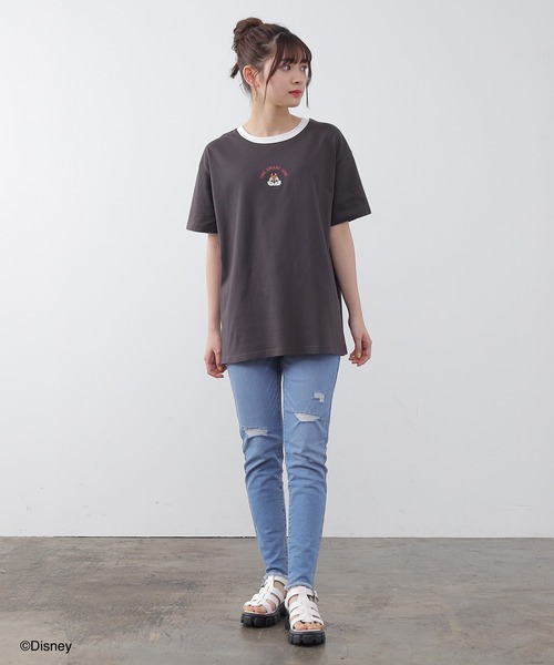 Honeys（ハニーズ）の「ディズニー／ゆるＴシャツ（Tシャツ/カットソー・レディース・ホワイト/パープル/イエロー/ホワイト系その他/スミクロ・S/M/L）」の17枚目の写真