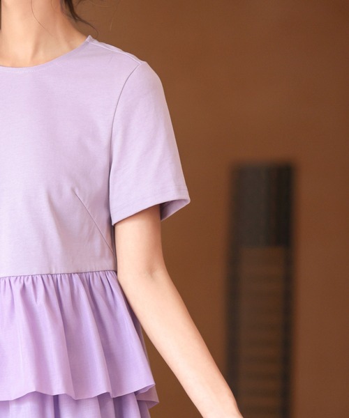 SAISON DE PAPILLON（セゾンドパピヨン）の「ティアードTシャツカットソー（Tシャツ/カットソー・レディース・ホワイト/ブラック/ラベンダー・M/L）」の10枚目の写真
