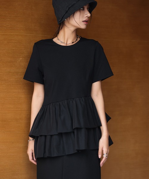 SAISON DE PAPILLON（セゾンドパピヨン）の「ティアードTシャツカットソー（Tシャツ/カットソー・レディース・ホワイト/ブラック/ラベンダー・M/L）」の12枚目の写真