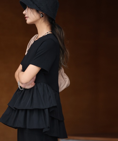 SAISON DE PAPILLON（セゾンドパピヨン）の「ティアードTシャツカットソー（Tシャツ/カットソー・レディース・ホワイト/ブラック/ラベンダー・M/L）」の13枚目の写真