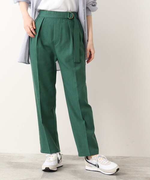 DRESKIP（ドレスキップ）の「◆麻混ベルト風タックゆるテ－パ－ドパンツ【セットアップ可】（その他パンツ・レディース・グリーン/ブラック/ナチュラル・02/04/03）」の14枚目の写真
