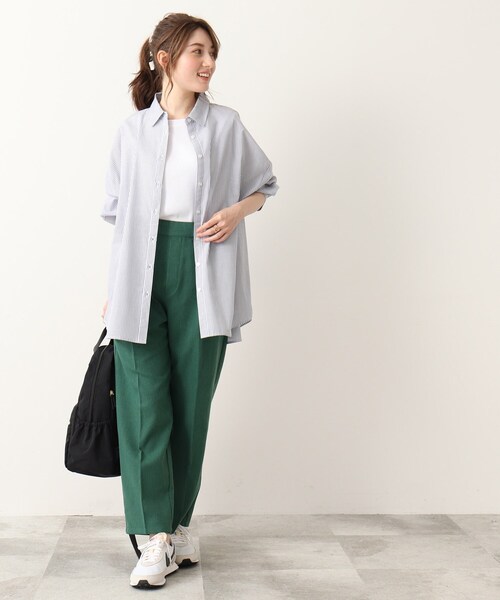 DRESKIP（ドレスキップ）の「◆麻混ベルト風タックゆるテ－パ－ドパンツ【セットアップ可】（その他パンツ・レディース・グリーン/ブラック/ナチュラル・02/04/03）」の17枚目の写真