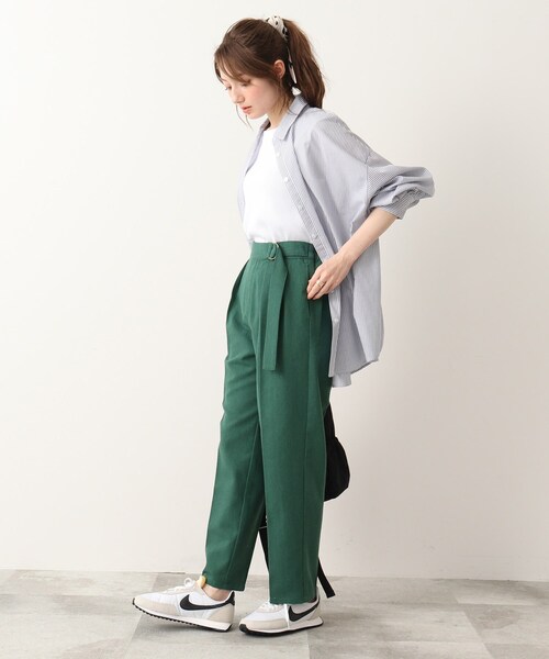 DRESKIP（ドレスキップ）の「◆麻混ベルト風タックゆるテ－パ－ドパンツ【セットアップ可】（その他パンツ・レディース・グリーン/ブラック/ナチュラル・02/04/03）」の18枚目の写真