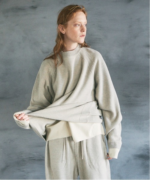 UNFIL（アンフィル）の「unfil アンフィル / silk wool honeycomb-knit mock neck sweater シルクウール ハニカムニット モックネックセーター / WWFL-UU002（ニット/セーター・メンズ・ベージュ/チャコールグレー・4/5）」の16枚目の写真