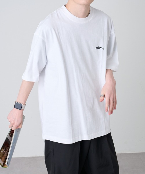 COLONY 2139(コロニートゥーワンスリーナイン)の「ワンポイント刺繍BIG T / UNISEX オーバーサイズ(Tシャツ/カットソー・メンズ・ホワイト/ブラック/オレンジ・MEDIUM/LARGE)」の1枚目の写真