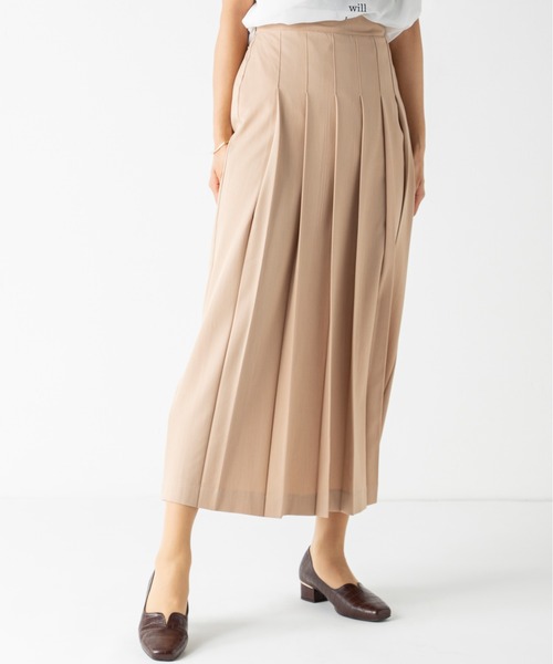 MILLION CARATS(ミリオンカラッツ)の「フロントのプリーツがきれいめな着こなしを導くロングプリーツスカート(スカート・レディース・チャコールグレー/ベージュ/ミント・FREE)」の8枚目の写真