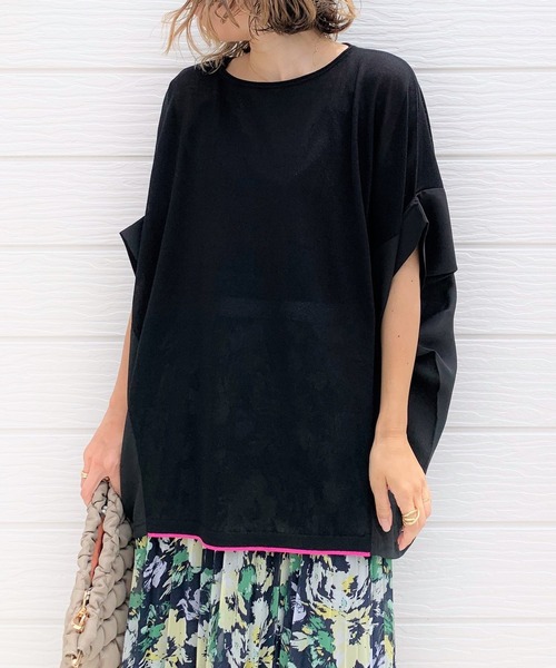 Q（キュー）の「フハクドッキングRelaxニット（ニット/セーター・レディース・ライトグレー/ブラック/ベージュ・MEDIUM）」の2枚目の写真