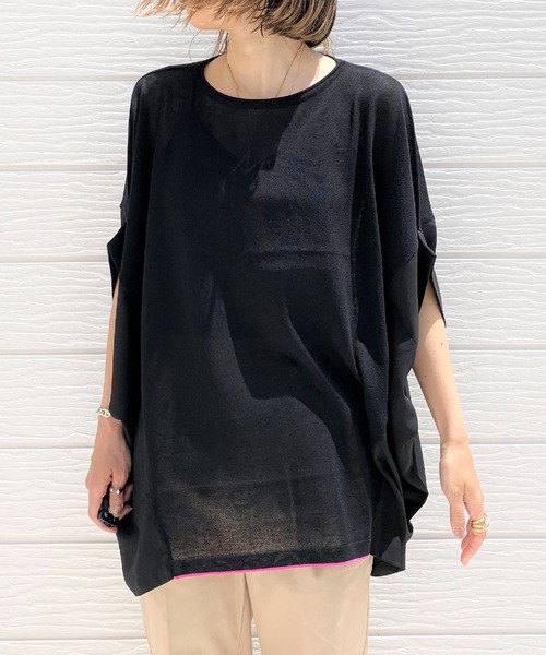 Q（キュー）の「フハクドッキングRelaxニット（ニット/セーター・レディース・ライトグレー/ブラック/ベージュ・MEDIUM）」の4枚目の写真