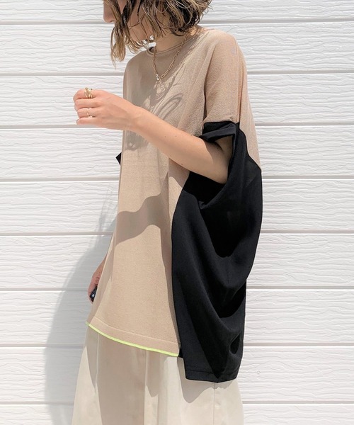 Q（キュー）の「フハクドッキングRelaxニット（ニット/セーター・レディース・ライトグレー/ブラック/ベージュ・MEDIUM）」の9枚目の写真