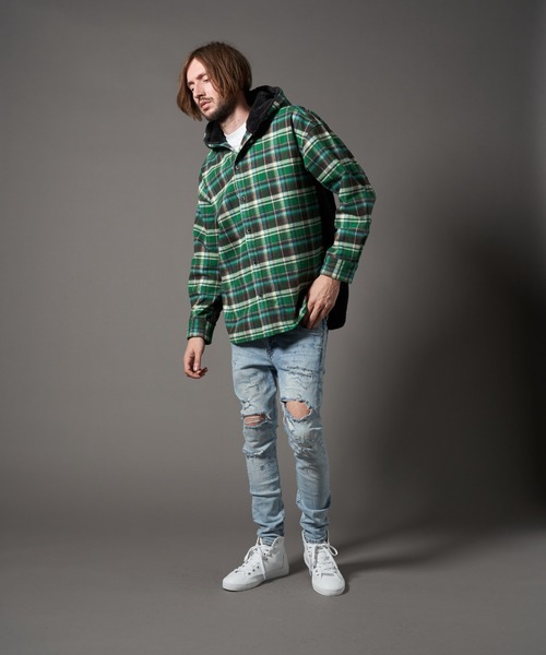 STUD MUFFIN（スタッドマフィン）の「STUD MUFFIN/スタッドマフィン/ヘビーネルチェック/ボア サガラ刺繍 フーデッドシャツ（その他アウター・メンズ・オフホワイト/グリーン・2/3）」の19枚目の写真