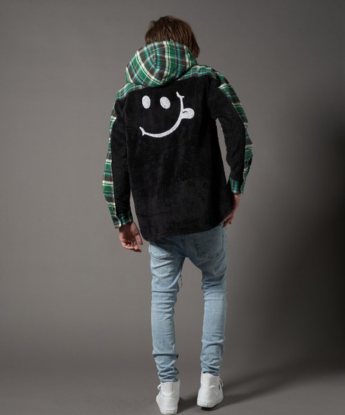 STUD MUFFIN（スタッドマフィン）の「STUD MUFFIN/スタッドマフィン/ヘビーネルチェック/ボア サガラ刺繍 フーデッドシャツ（その他アウター・メンズ・オフホワイト/グリーン・2/3）」の3枚目の写真