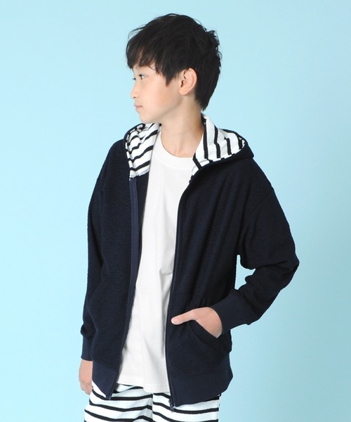 GLAZOS(グラソス)の「パイル・ジップアップパーカー【セットアップ対応】(パーカー・キッズ・ネイビー/グレー・160cm/140cm/130cm/170cm/150cm)」の2枚目の写真