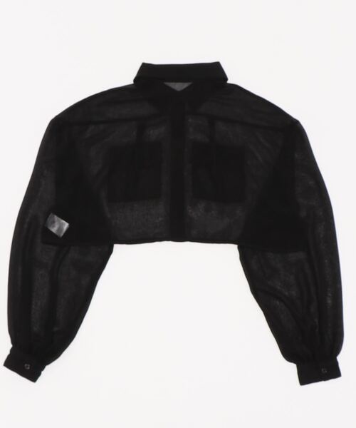 SPIRALGIRL（スパイラルガール）の「リンクルシアーショートシャツ（シャツ/ブラウス・レディース・ブラック/パープル/オフホワイト・FREE）」の14枚目の写真