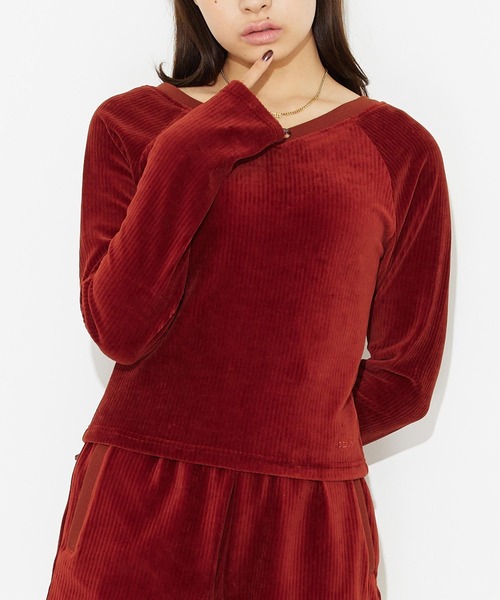 X-girl(エックスガール)の「RIB COMPACT TOP(Tシャツ/カットソー・レディース・ブラック/ブラウン/グレー・S/M)」の1枚目の写真