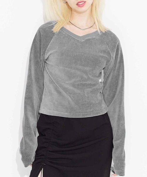 X-girl(エックスガール)の「RIB COMPACT TOP(Tシャツ/カットソー・レディース・ブラック/ブラウン/グレー・S/M)」の3枚目の写真