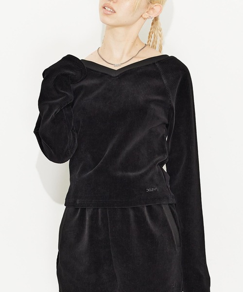 X-girl(エックスガール)の「RIB COMPACT TOP(Tシャツ/カットソー・レディース・ブラック/ブラウン/グレー・S/M)」の2枚目の写真