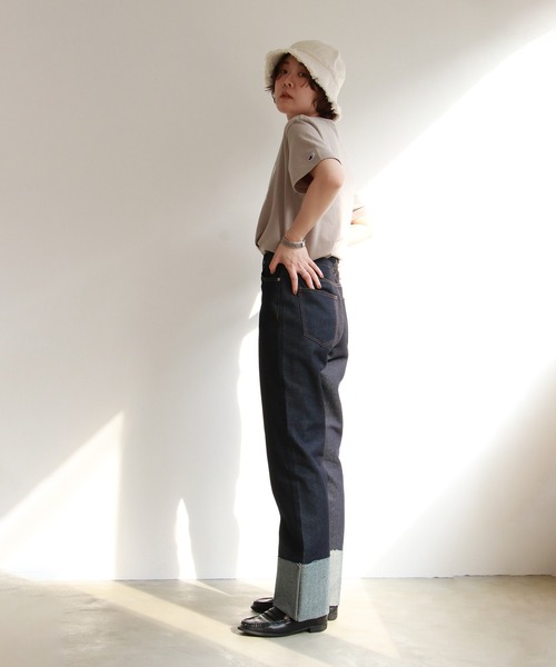 notch.(ノッチ)の「11OZ生デニムロールアップパンツ(デニムパンツ・レディース・ブラック/ネイビー・M)」の8枚目の写真