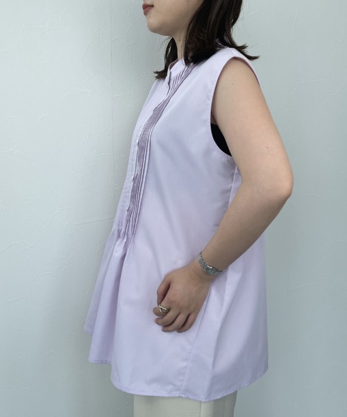 ReNorm（リノーム）の「ピンタックノースリーブブラウス（シャツ/ブラウス・レディース・ホワイト/サックスブルー/ラベンダー・フリー）」の7枚目の写真