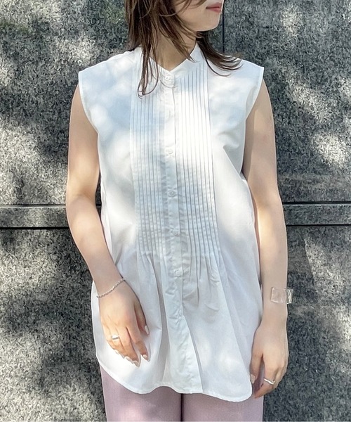 ReNorm（リノーム）の「ピンタックノースリーブブラウス（シャツ/ブラウス・レディース・ホワイト/サックスブルー/ラベンダー・フリー）」の21枚目の写真