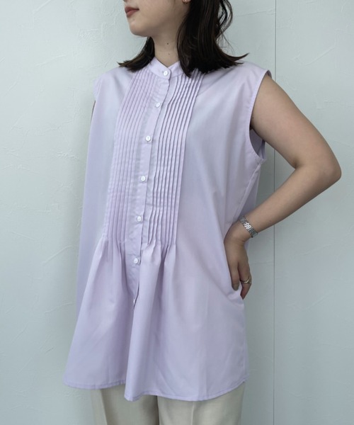 ReNorm（リノーム）の「ピンタックノースリーブブラウス（シャツ/ブラウス・レディース・ホワイト/サックスブルー/ラベンダー・フリー）」の19枚目の写真