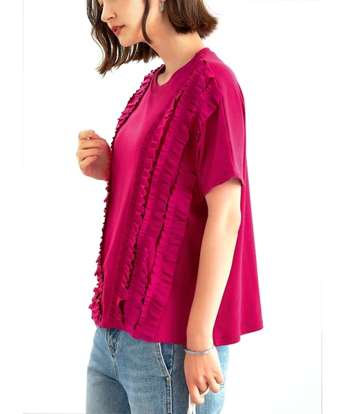 STYLE DELI(スタイルデリ)の「フリルライン半袖カットソートップス(Tシャツ/カットソー・レディース・ピンク/グリーン/アイボリー・FREE)」の7枚目の写真