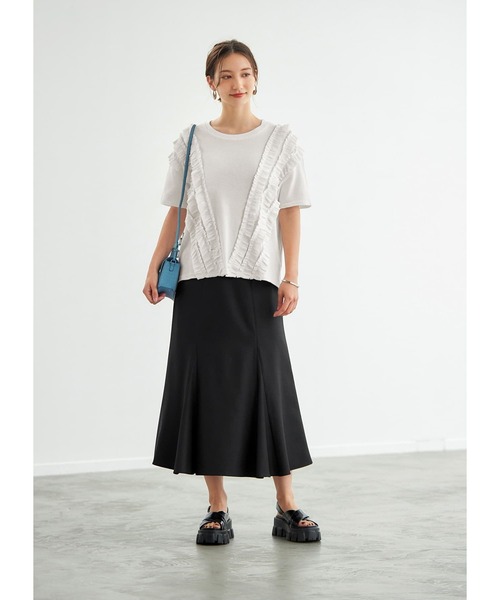 STYLE DELI(スタイルデリ)の「フリルライン半袖カットソートップス(Tシャツ/カットソー・レディース・ピンク/グリーン/アイボリー・FREE)」の10枚目の写真