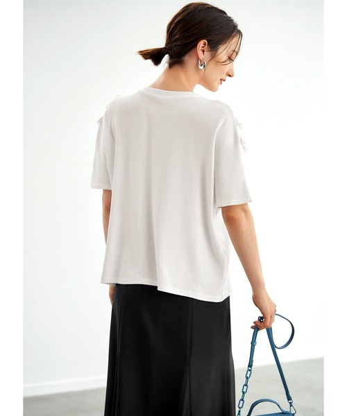 STYLE DELI(スタイルデリ)の「フリルライン半袖カットソートップス(Tシャツ/カットソー・レディース・ピンク/グリーン/アイボリー・FREE)」の14枚目の写真