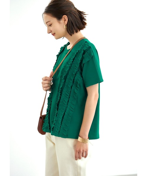 STYLE DELI(スタイルデリ)の「フリルライン半袖カットソートップス(Tシャツ/カットソー・レディース・ピンク/グリーン/アイボリー・FREE)」の19枚目の写真