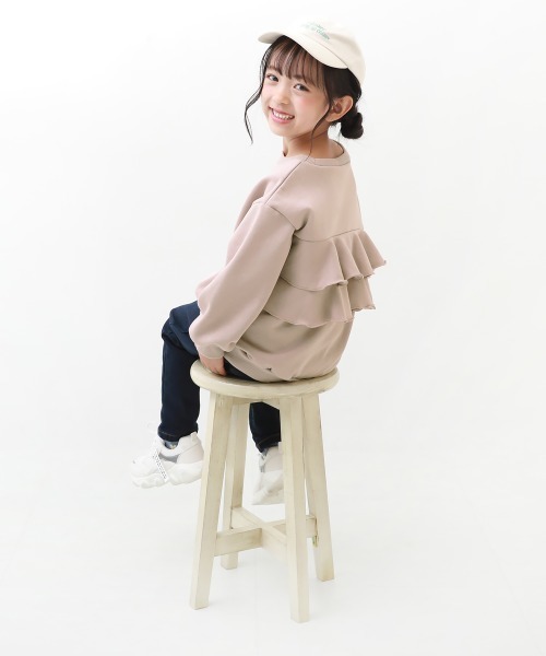 devirock(デビロック)の「裏起毛 バックフリル トレーナー(スウェット・キッズ・ピンクベージュ/スミクロ/ブルー系その他/アイボリー/パープル系3/ライトグレー/グリーン系その他・100cm/110cm/120cm/130cm/140cm/150cm/160cm)」の11枚目の写真