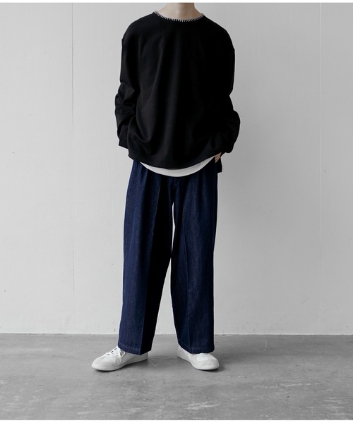 CASPER JOHN（キャスパージョン）の「Tapered wide denim pants/テーパードワイドデニムパンツ（デニムパンツ・メンズ・ホワイト/ネイビー・SMALL/MEDIUM/LARGE）」の14枚目の写真