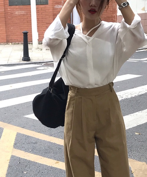 meJane（ミージェーン）の「タック入りチノパンツ【ZOZOTOWN限定】（チノパンツ・レディース・ベージュ・S/M/L）」の2枚目の写真