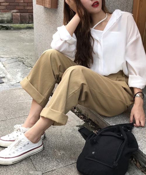 meJane（ミージェーン）の「タック入りチノパンツ【ZOZOTOWN限定】（チノパンツ・レディース・ベージュ・S/M/L）」の8枚目の写真