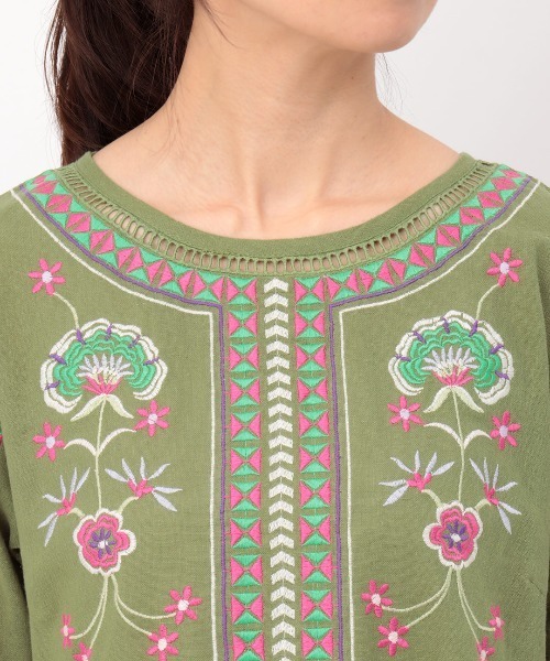 チチカカ（チチカカ）の「ボタニカル刺繍チュニック（チュニック・レディース・グリーン/ブラウン/ブラック・FREE）」の10枚目の写真