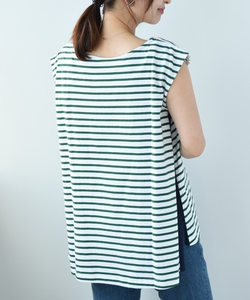 INTERPLANET(インタープラネット)の「【qout】度詰め天竺サイドラインボーダーカットソー(Tシャツ/カットソー・レディース・グリーン/ネイビー・FREE)」の18枚目の写真