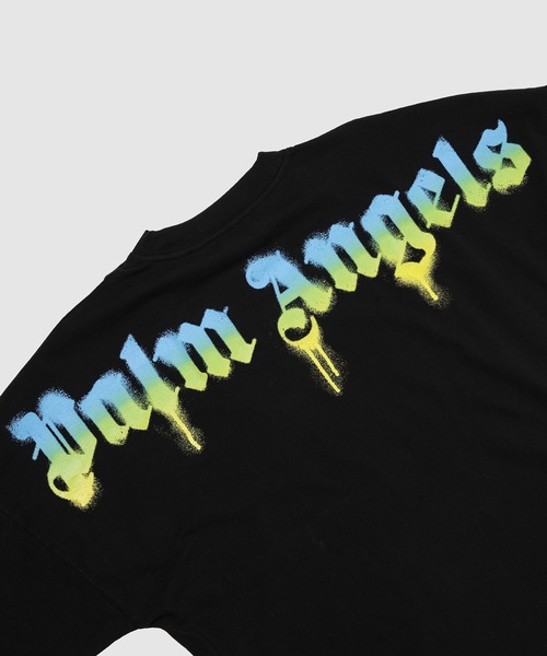 Palm Angels（パームエンジェルス）の「SPRAYED PALM LOGO OVER TEE（Tシャツ/カットソー・メンズ・ブラック×グリーン・M/L/XL）」の2枚目の写真