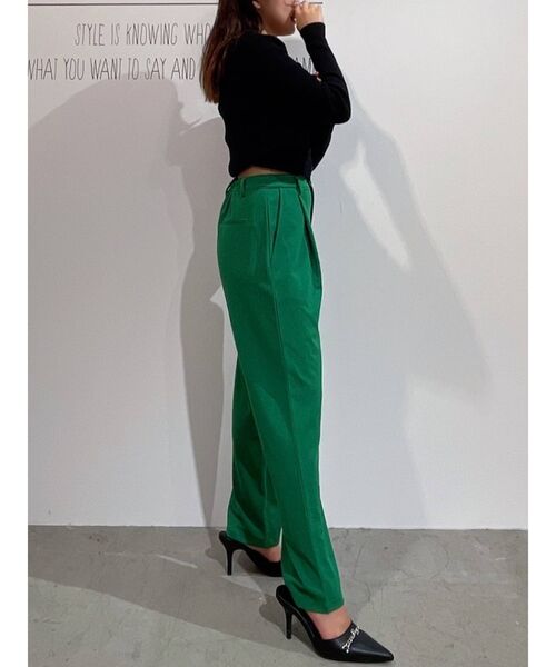GYDA（ジェイダ）の「ポンチタックワイドパンツ（スラックス・レディース・ブラック/グリーン・FREE）」の18枚目の写真