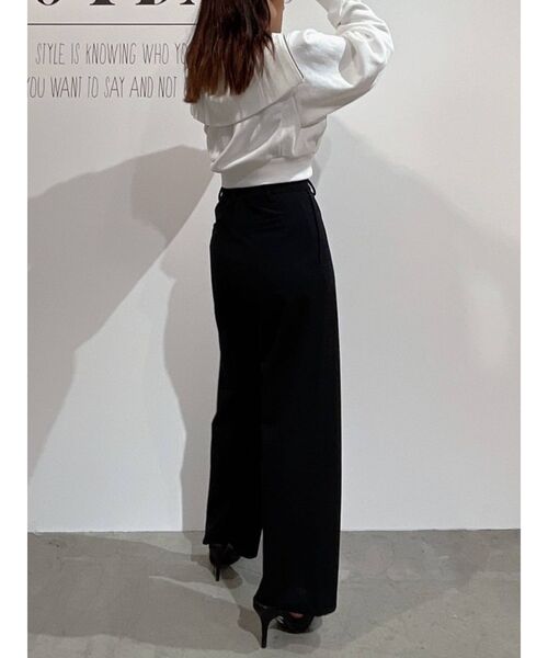 GYDA（ジェイダ）の「ポンチタックワイドパンツ（スラックス・レディース・ブラック/グリーン・FREE）」の14枚目の写真