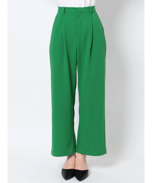 GYDA（ジェイダ）の「ポンチタックワイドパンツ（スラックス・レディース・ブラック/グリーン・FREE）」の12枚目の写真